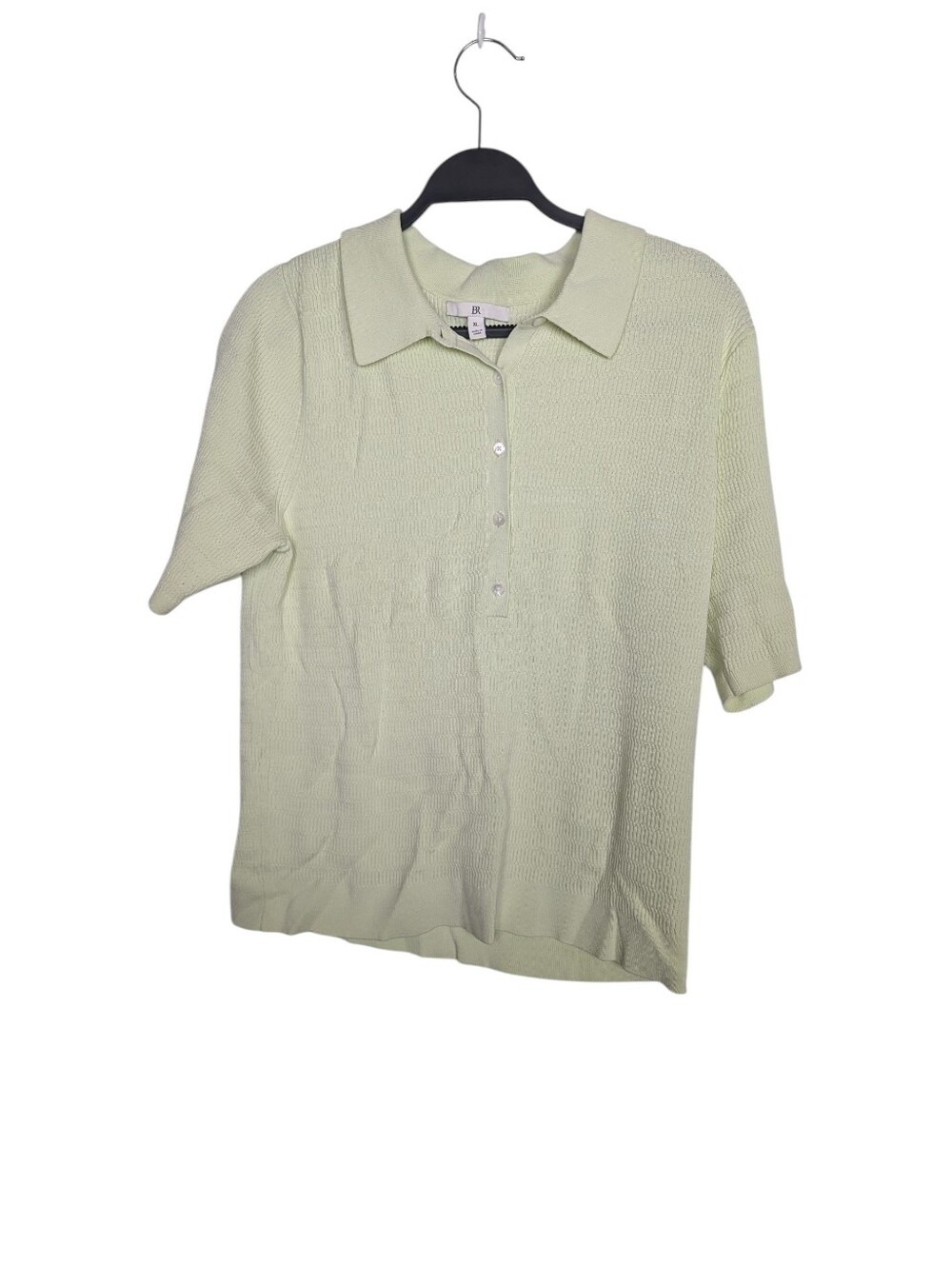 Banana Republic Pastel Lime Green Preppy Tennis Knit Button Polo Size XL